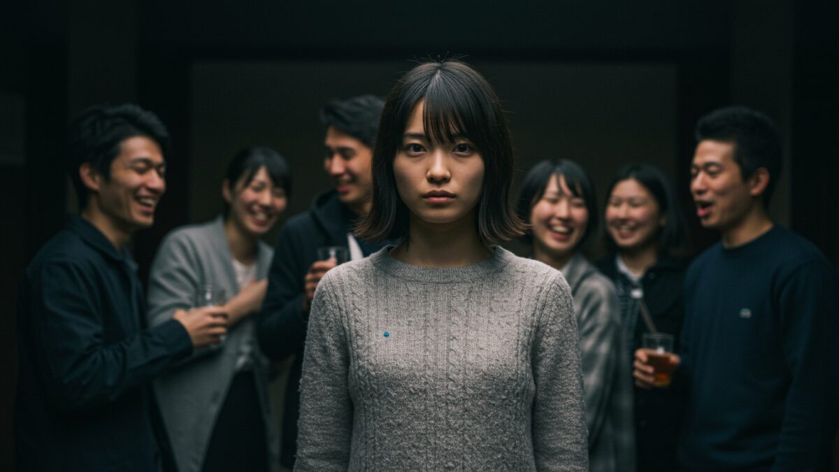 人を見下す人の末路を象徴する、周りの輪から外れて孤立した日本人女性