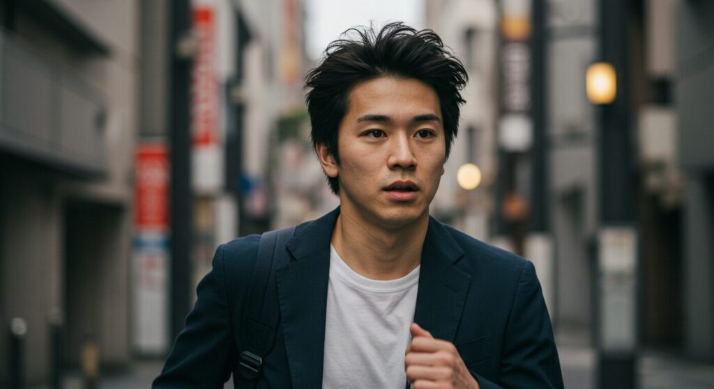 衝動的な行動を引き起こす心理を象徴する日本人男性