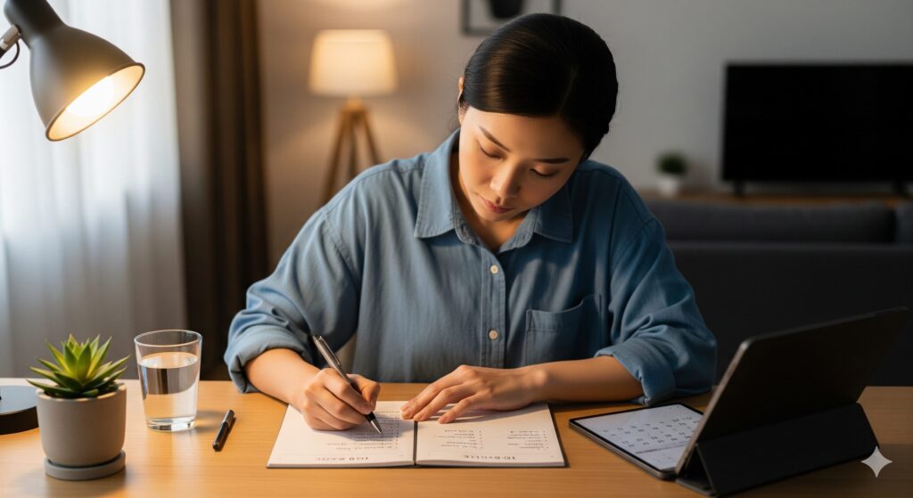 計画的にタスクを管理している様子の女性