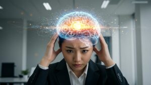 思考が複雑に絡み合い、説明が下手なことに悩む頭のいい女性。