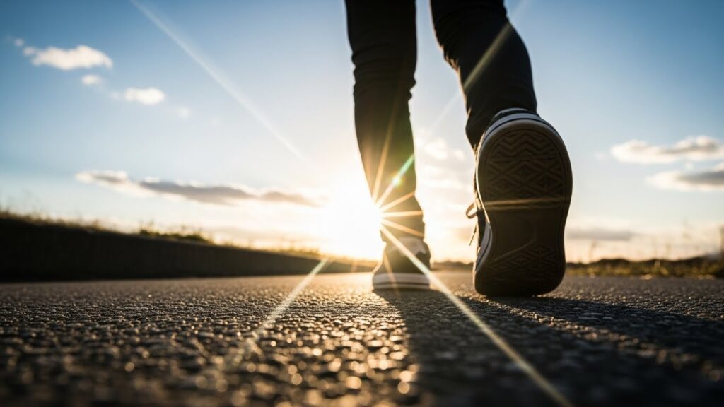 澄み渡る青空の下、日本人が希望に満ちた表情で空を見上げている。思ったことを言ってしまう原因と改善法を理解し、前向きな気持ちでコミュニケーションの一歩を踏み出そうとする姿。