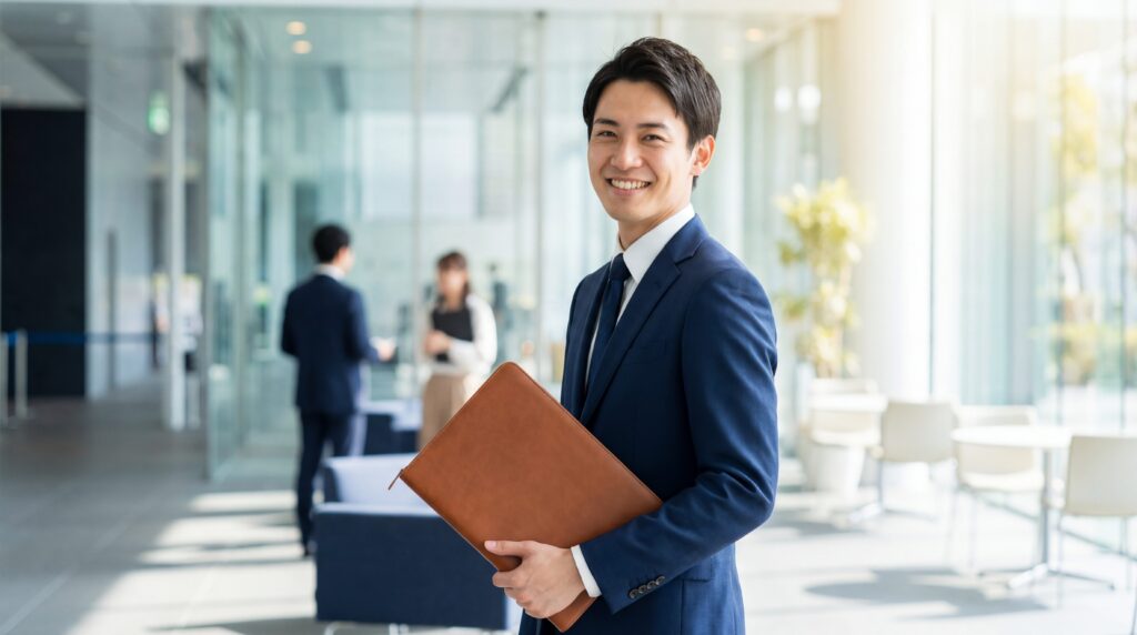 仕事でミスばかりして自己嫌悪に陥る理由と対処法を理解し、前向きな気持ちで業務に取り組んでいる日本人男性社員。