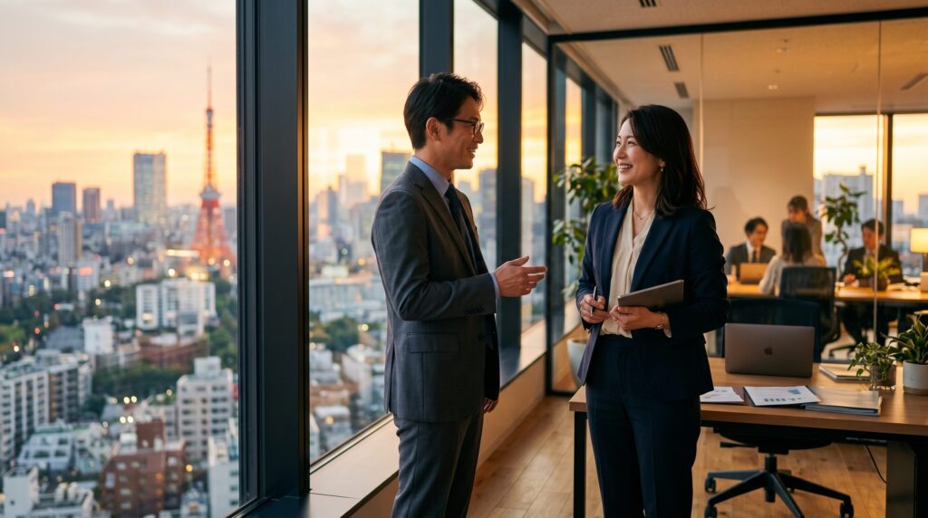 文句ばかり言う人の末路から学び健全なコミュニケーションを実践する職場の男女の様子