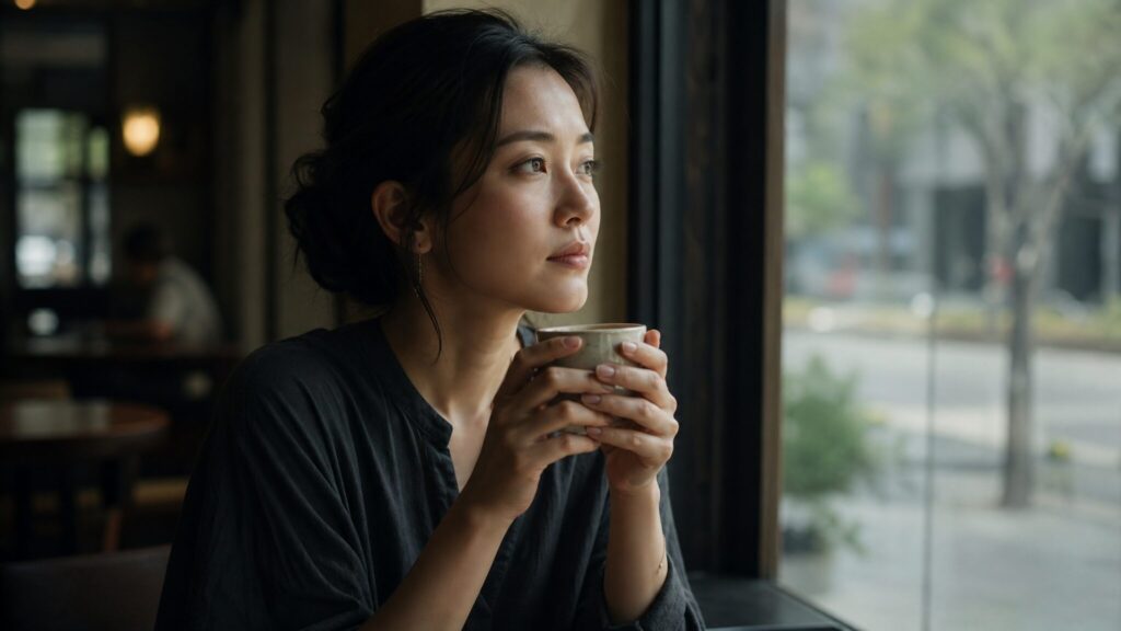 恨みが強い人との関係に悩み、特徴や心理を整理しようとする人物の様子を表現したシーン