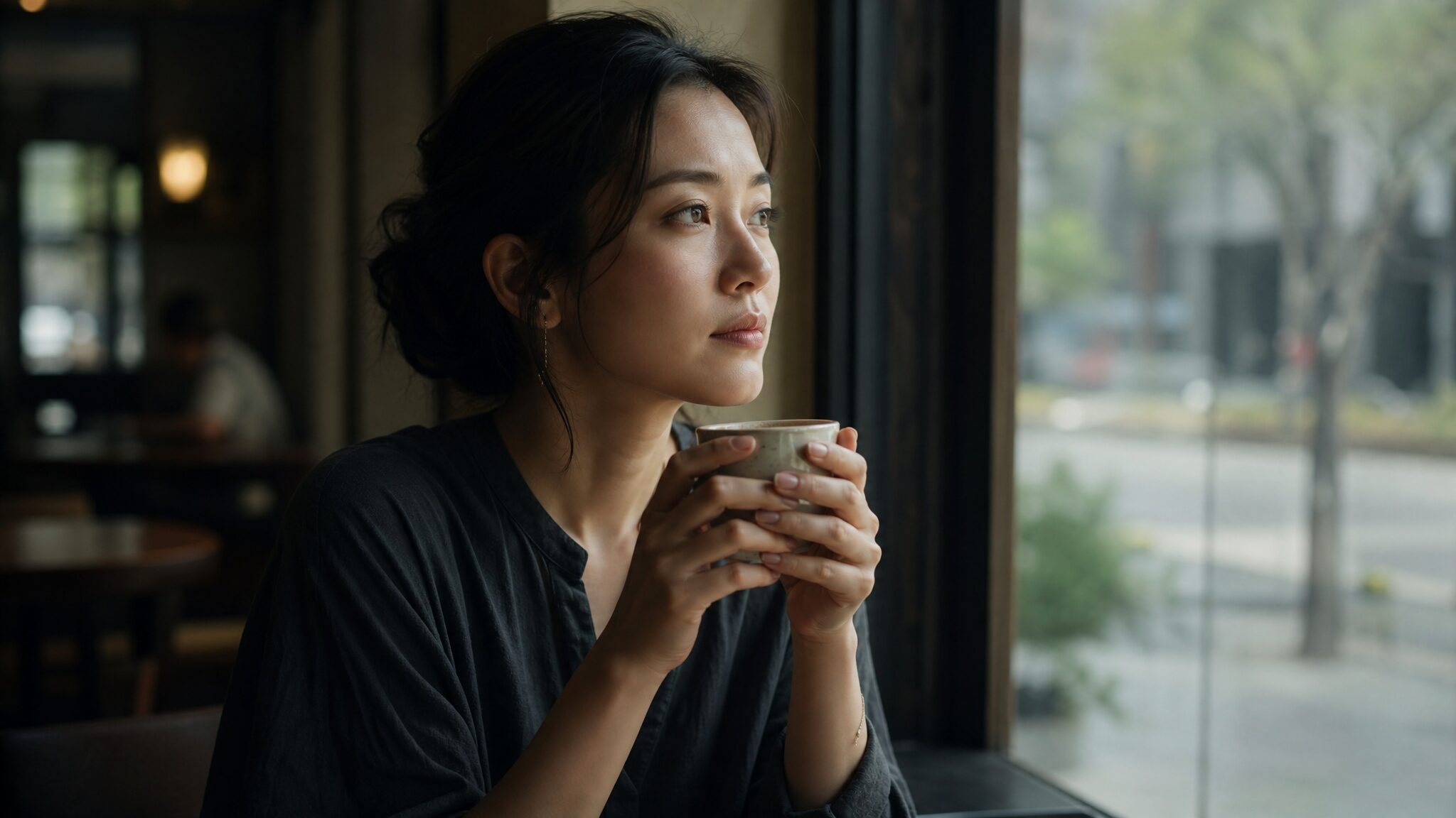 恨みが強い人との関係に悩み、特徴や心理を整理しようとする人物の様子を表現したシーン